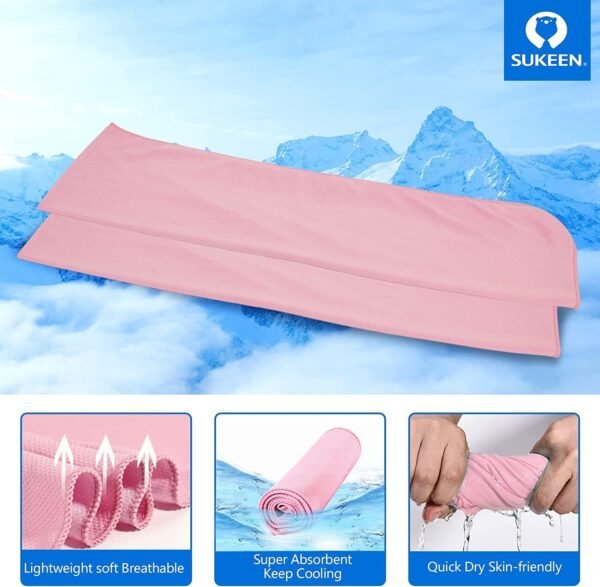 Sukeen 4 Pack Cooling Towel (40"x12") for Sweat, Quick-Drying Neck Cooling Wraps, Soft & Breathable Chilly Sports Towel for Yoga, Sport, Running, Workout, Cooking, Microfiber - Image 3