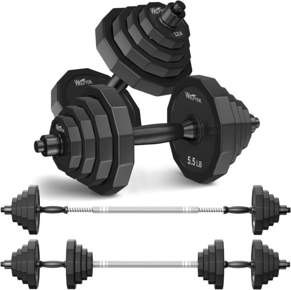 KISS GOLD Weights Dumbbells Set, Adjustable Dumbbell Sets 22Lbs 44Lbs 66Lbs 88Lbs with Solid Steel, Barbell Free Weight Set with Connector Workout Home Gym Equipment for Men Women Strength Training Shaping - Image 2