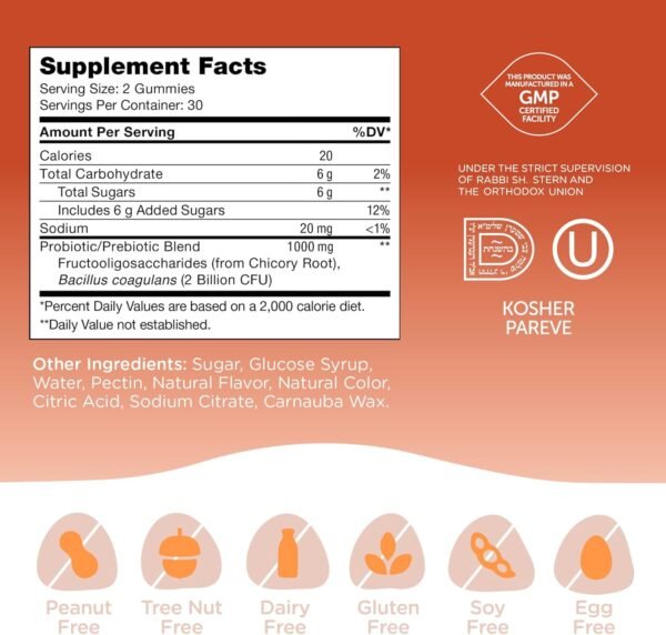Zahler Chapter One Probiotic Gummies for Kids - Probiotics Gummies with Prebiotic Blend - Raspberry Orange Flavor - Kosher Vegetarian Non GMO Probiotics for Kids - Probiotic with Fiber (60 Count) - Image 7