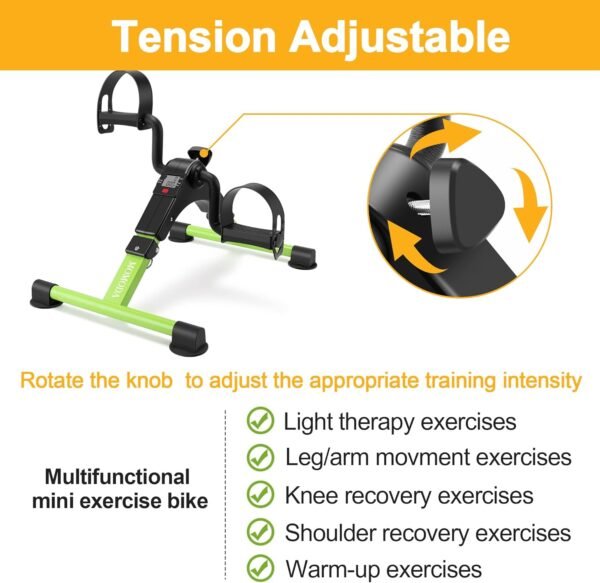 MOMODA Under Desk Bike Pedal Exerciser Mini Bike for Leg/Arm Pedal Exerciser Foldable Peddler with LCD Display for Home/Office - Image 7