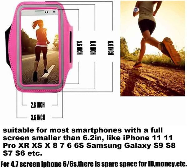 2Pack CaseHQ Water Resistant Cell Phone Armband Case Compatible with iPhone 12 iPhone 12 Mini iPhone 12 Pro Max iPhone 11, 11 Pro, 11 Pro Max, X, Xs Max, Xr, 8, 7, 6 Plus. Adjustable Band & Key Slot - Image 8
