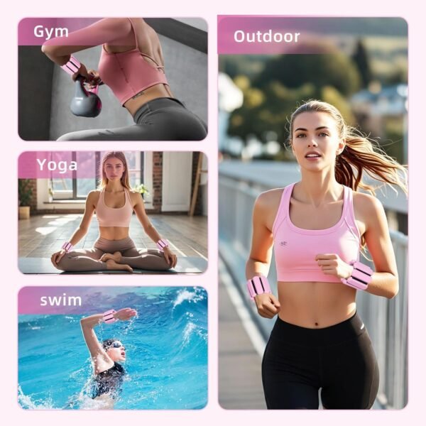 Adjustable Ankle Weights,Wrist Weights for Women & Men,Set of 2 (1Lb Each),Perfect for Walking,Running,Yoga,Pilates,Gym,Barre,Strength Training. Weighted wristbands are designed for home gym workouts - Image 7