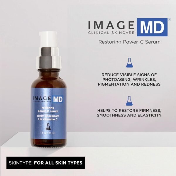 IMAGE Skincare, IMAGE MD Restoring Power-C Serum, 20% Vitamin C, Ferulic Acid Facial Serum to Reduce Pigmentation, Firm, Brighten Skin - Image 4