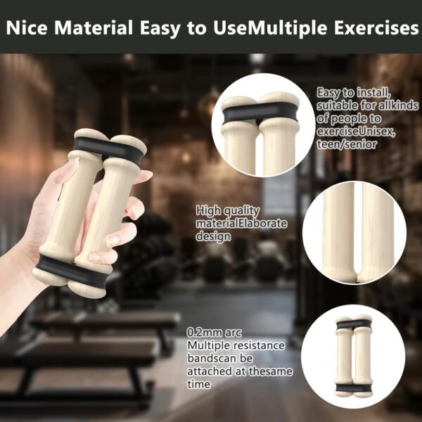 Rip Stick Portable Upper Body & Chest Workout Equipment with Adjustable Resistance Bands, Wooden Handles, Shoulder & Joint Rehab Home Gym – Muscle Strength & Flexibility Training (8 Bands Included) - Image 5