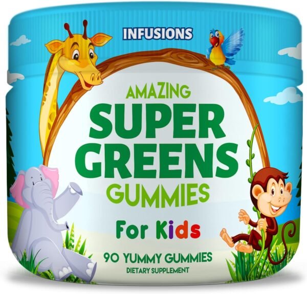 Infusions Super Green Gummies for Kids 90 Count Superfood Booster Soft and Delicious 8 Powerful Blends Vegan Friendly Gluten Free & Non-GMO - Image 2