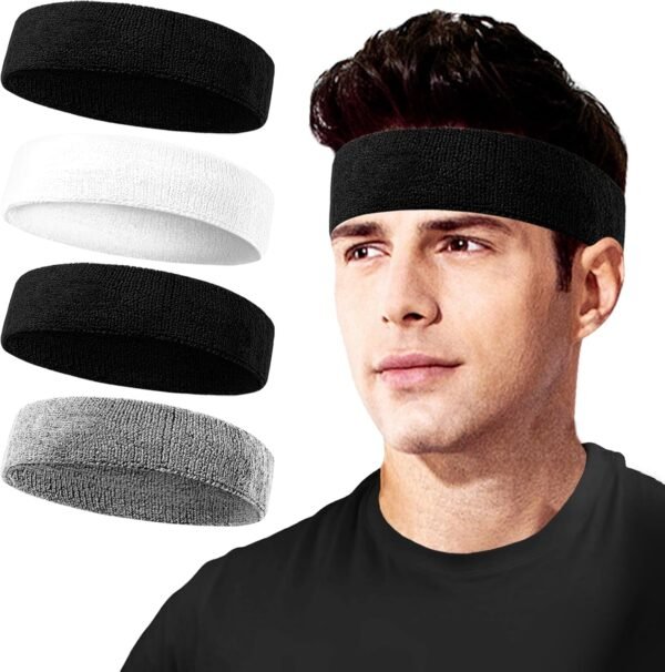 Sweatbands Sport Headbands for Men & Women, Sweat Head Bands Moisture Wicking Athletic Sweatband for Athletic Exercise, Tennis, Running, Basketball, Working Out, Yoga - Image 2