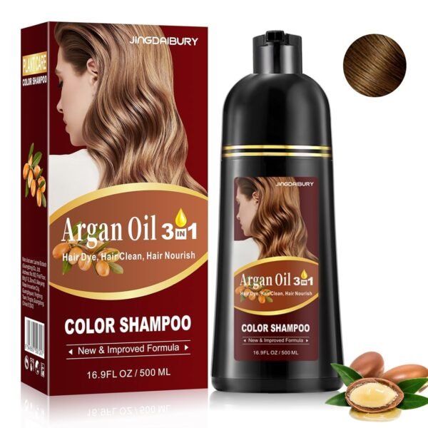 Fvquhvo Dark Coffee Hair Dye Shampoo for Gray Coverage, Argan Oil Instant Hair Color Shampoo, Semi-Permanent Brown Hair Shampoo, Long Lasting Brown Hair Dye (Dark Coffee) - Image 2