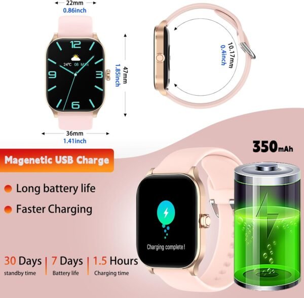 Smart Watch for Women(Answer/Make Call), Smartwatches with Heart Rate,SpO2,Sleep Monitor, IP68 Waterproof Fitness Tracker, 100+ Sports Fitness Watch, Compatible with iPhone and Android (Pink, 2.01") - Image 9