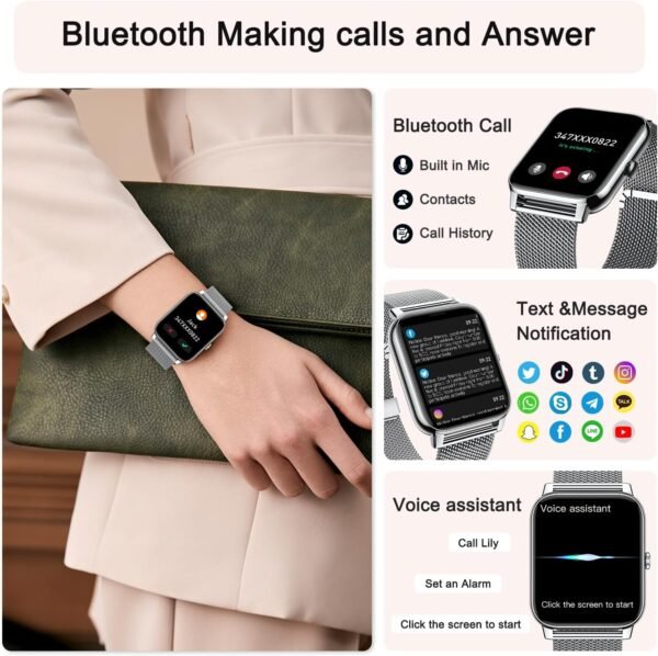 Smart Watch for Men Fitness Tracker: Waterproof Smart Watches for Men Digital Womens Watches Make/Answer Call Running Smartwatch Android Phone iPhone Samsung Compatible Heart Rate Monitor - Image 3