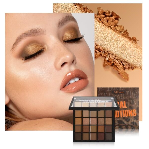 Nude Neutral Eyeshadow Palette, 25 Color Matte Shimmer Brown Gold Eye Shadow Palette, Pigment Naked Smokey Natural Eyeshadow Palette for Brown Eyes, Long Lasting Blendable Hypoallergenic Makeup Pallet - Image 8