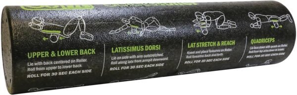 GoFit Dense Foam Massage Roller - with 12 Printed Exercises, GF-GDRL,Black - Image 3
