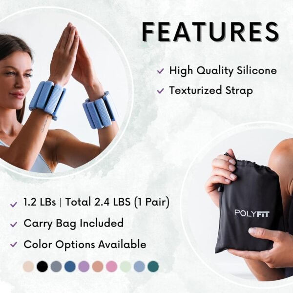 Polyfit Wrist & Ankle Weights - 1 Pair - Wearable Ankle Weights for Women and Men - Wearable Bracelet for Exercise, Yoga, Walking, Running, Dance, Barre, Pilates, Cardio, Aerobics - Image 5