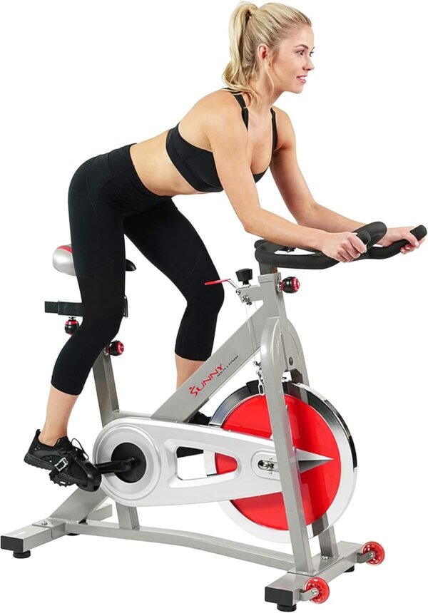 Sunny Health & Fitness Pro Cycling Stationary Bike, 40 LB Flywheel & 4-Way Adjustable Seat for Home Exercise & Indoor Cycle/Cardio Workout, Optional Free SunnyFit App Bluetooth Connection - Image 7