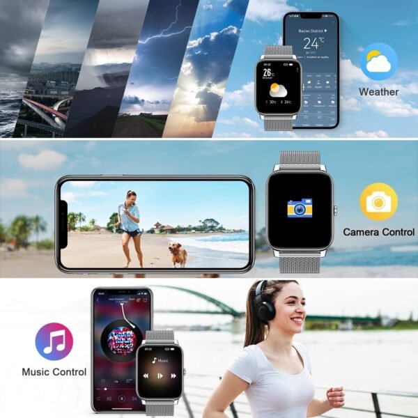 Smart Watch for Men Fitness Tracker: Waterproof Smart Watches for Men Digital Womens Watches Make/Answer Call Running Smartwatch Android Phone iPhone Samsung Compatible Heart Rate Monitor - Image 6