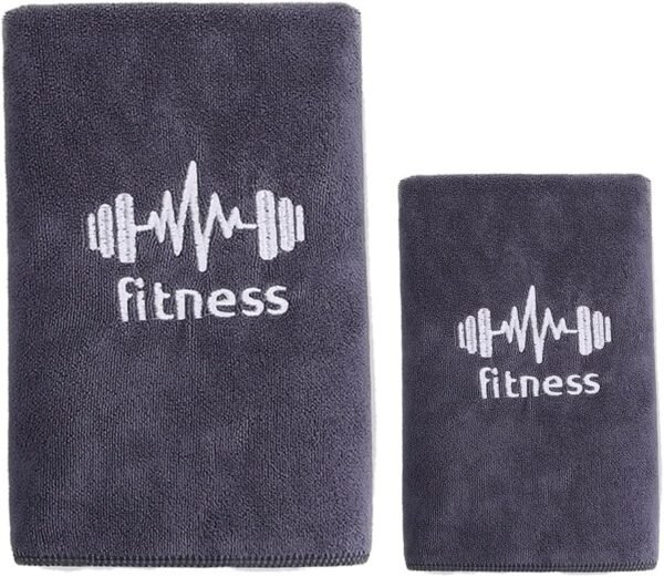 Microfiber Gym Towel Set, Water Absorbent Sports Towels for Sweat, Long Large Size Super Soft Towels, Yoga Towel, Towel for Working Out, Sweat, Fitness (Grey, 37.4"x15.7" + 43.3"x9.8") - Image 2