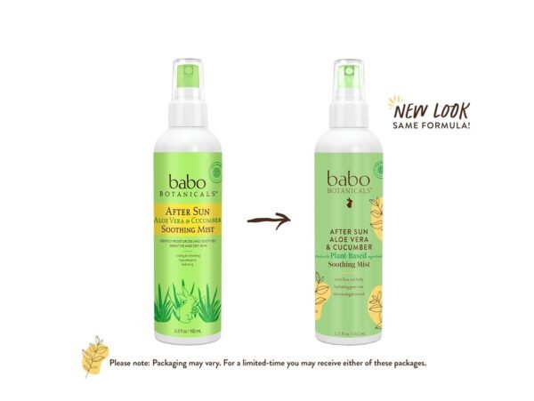 Babo Botanicals After Sun Soothing Mist - Aloe Vera & Cucumber - For Face, Body & Sensitive Skin - Non-Aerosol - No-touch application - EWG Verified - Alcohol-Free - Scented with cucumber extract - Image 3