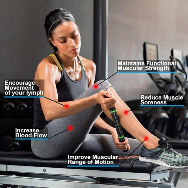 iGreely Premium Muscle Roller The Ultimate Massage Roller Stick 17 Inches Recommended by Physical Therapists Promotes Recovery Fast Relief for Cramps Soreness Tight Muscles Black - Image 4