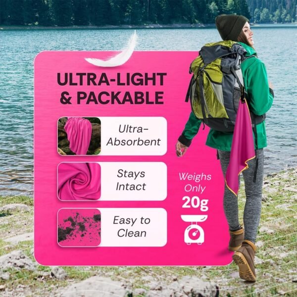 Elite Tail Magic- Lightweight Soft Compact Travel Towel | Quick Drying Backpacking Towel Ultralight with Loop Strap | Sport and Gym Microfiber Face Cloth Yoga | Small 12.5 x 9.6 inches - Image 3