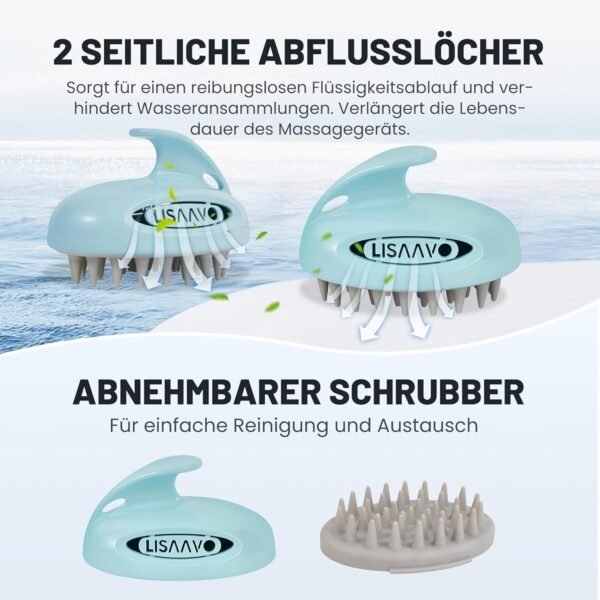Hair Massager Scalp 3 in1 Scalp Scrubber Silicone Scalp Massager with Three Bristles-Soft, Medium and Hard Scalp Massager Brush For Men Women and Pets,Blue - Image 10