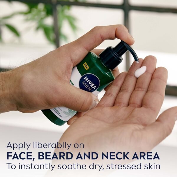 NIVEA MEN Sensitive Calm Face and Beard Balm, Beard Moisturizer, Face Moisturizer for Men, 5 Fl Oz Pump Bottle - Image 7