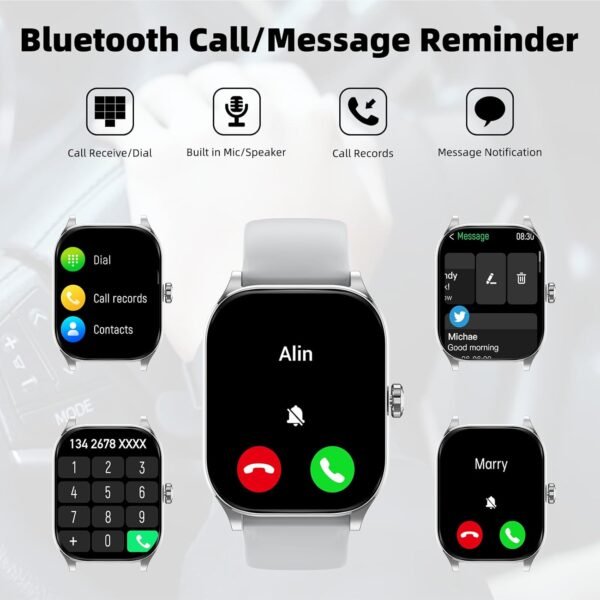 Smart Watch (Answer/Make Call), 1.85" Smartwatch for Android Phones and iPhone with Heart Rate,Sleep Monitor,Pedometer, 100+Sports Fitness Watch, IP68 Waterproof Fitness Tracker for Men Women - Image 3