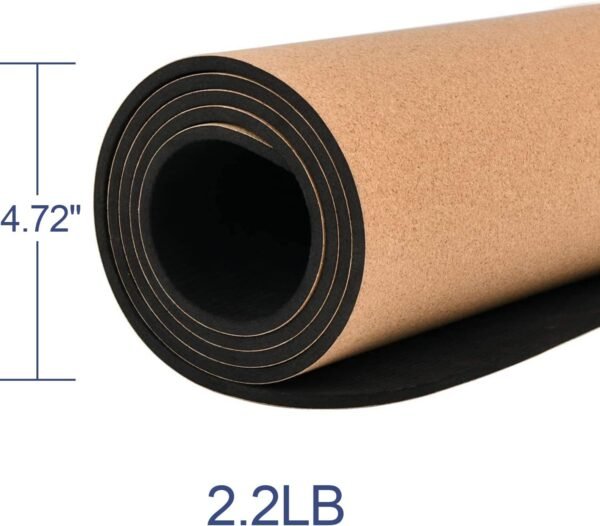 Numat Cork Yoga Mat 6mm (1/4 inch) Thick 72 x 24 in, Sweatproof NonSlip Eco-friendly, Lightweight TPE foam with Alignment Lines, Great for Hot Yoga, Pilates, Gym and Exercise, Black Carrying Bag w. Strap Included - Image 6