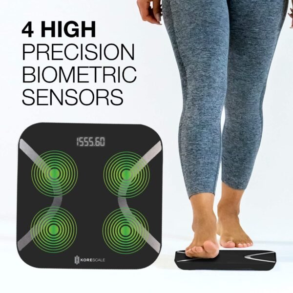 Korescale Gen2 Digital Smart Scale with BMI, Body Fat, Muscle Mass, Weight | Highly Accurate Bathroom Scales, Bluetooth Composition Analyzer | Compatible with KoreHealth, Apple Health App (Black) - Image 6