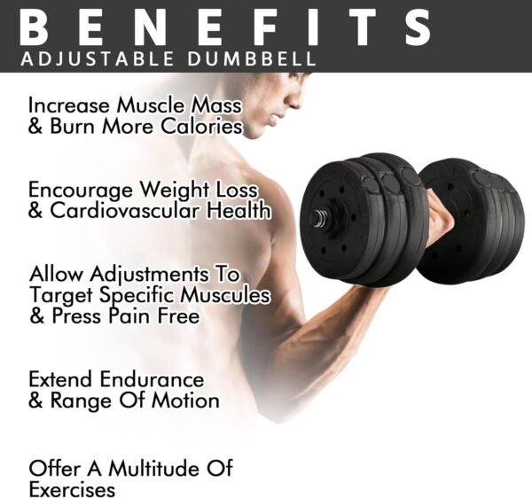 Yaheetech Adjustable Dumbbells Weight Set Dumbbell Weights Exercise & Fitness Equipment w/ 4 Spinlock Collars for Women & Men Home Gym Strength Training - Image 5