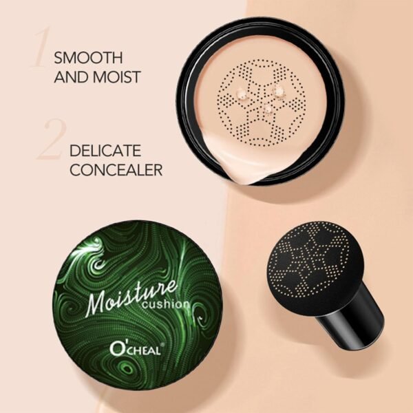 Mushroom Head Air Cushion CC Cream, Moisturizing Concealer Makeup Base, Even Skin Tone, Brighten, Waterproof Long Lasting Matte Oil Control Air Cushion CC Cream Foundation (Ivory) - Image 5