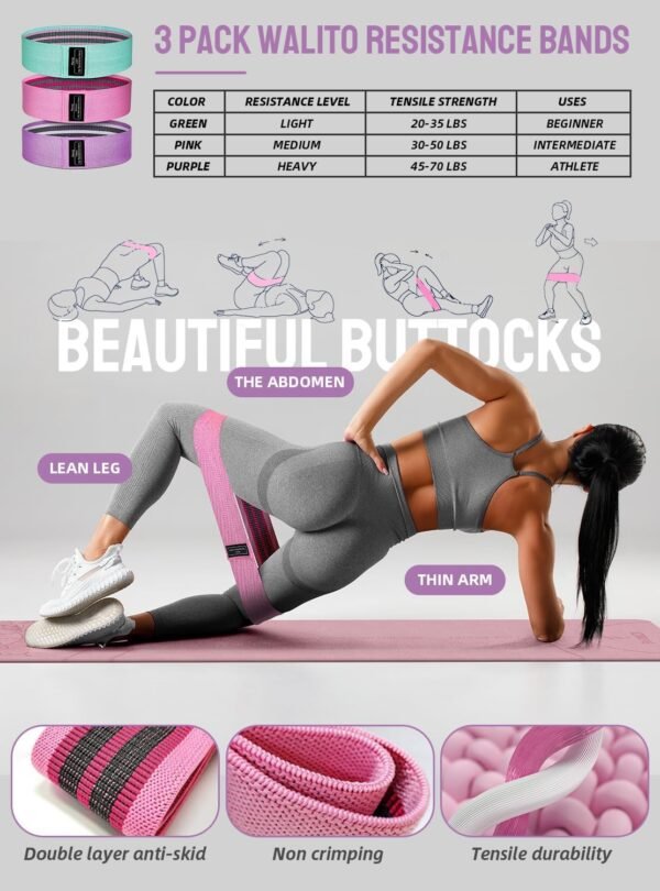 1/3 Yoga Mat Thick, Yoga Set for Beginners Include High Density Yoga Mat with Multi-loops Yoga Strap, Yoga Blocks, Booty Resistance Band Set, Door Anchor, Carring Bag & Strap - Image 6
