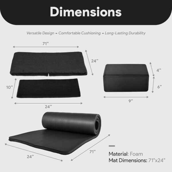 BalanceFrom 7-Piece Set - Include Yoga Mat with Carrying Strap, 2 Yoga Blocks, Yoga Mat Towel, Yoga Hand Towel, Yoga Strap and Yoga Knee Pad, Multiple Options - Image 10
