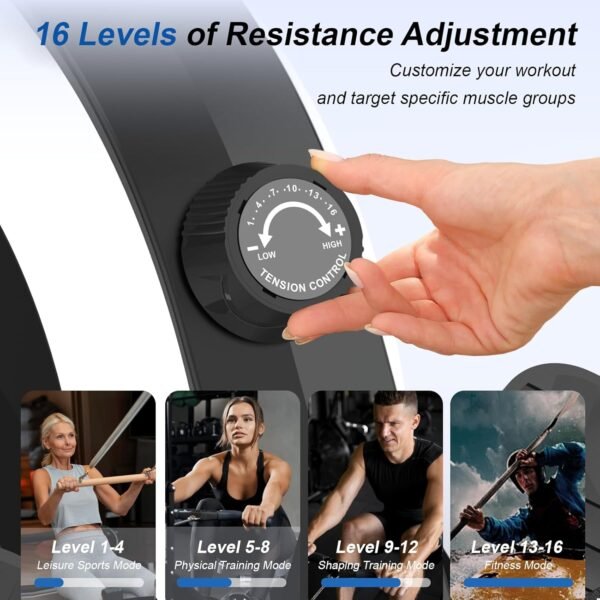 Rowing Machines for Home,Hartwares Magnetic Rowing Machine with 77lbs High Resistance Rowing Machine,16 Levels of Quiet Resistance,Rower Machine for Home Row Machine,App Compatible,LCD Monitor - Image 4