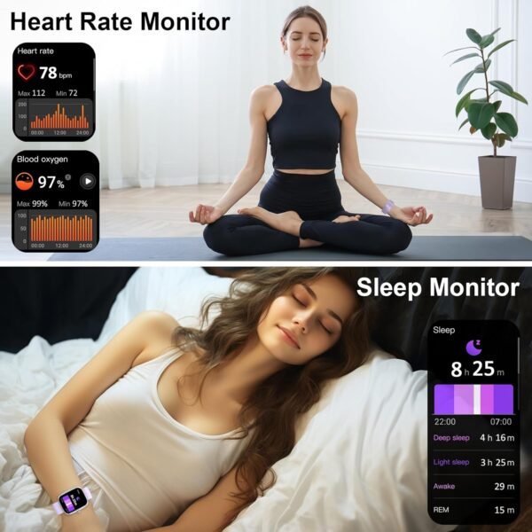 Smart Watch, 1.91"Smartwatch for Men Women (Answer/Make Call), Fitness Tracker with 100+ Sport Modes, IP68 Waterproof, Heart Rate/Sleep Monitor, Activity Tracker for Android iOS Bright silver purple - Image 6