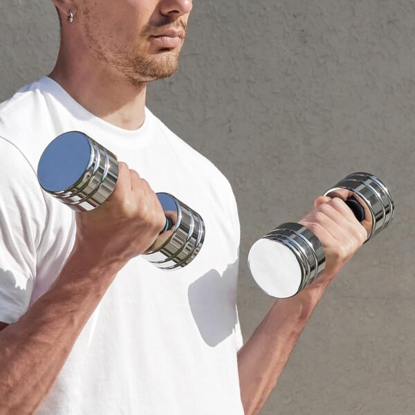 Northdeer Steel Dumbbells Ultracompact & Adjustable Chrome Dumbbell with Foam Handles 5lb 10lb 15lb 20lb 30lb 50lb Home Gym Workout (Choice of Size) - Image 7