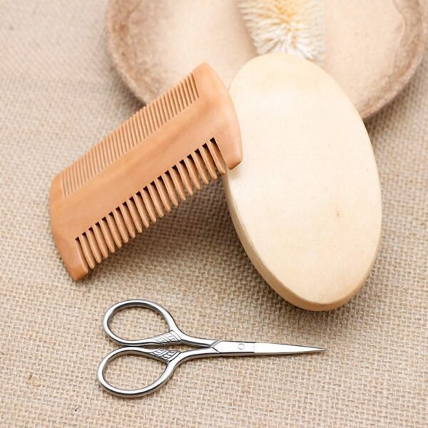 Hair Dough Beard Brush & Comb, Scissors Set for Men, Set Includes Soft Boar Bristle Brush, Bamboo Wide Tooth Comb, and Mustache Trimming Scissors, Straighten & Soften Your Beard - Image 6