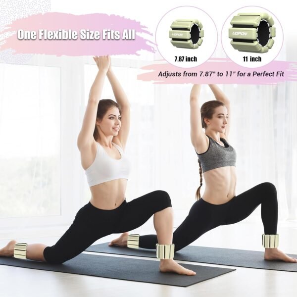 Wrist Weights for Women Set of 2, Adjustable Silicone Weighted Bracelet 1 lbs Each, Wearable Ankle & Arm weighted bangles for Yoga, Pilates, Barre, Walking, Workout and Pool Exercise - Image 7