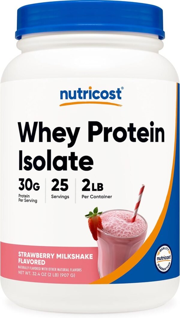Nutricost Whey Protein Isolate (Strawberry Milkshake) 2LBS - Image 2