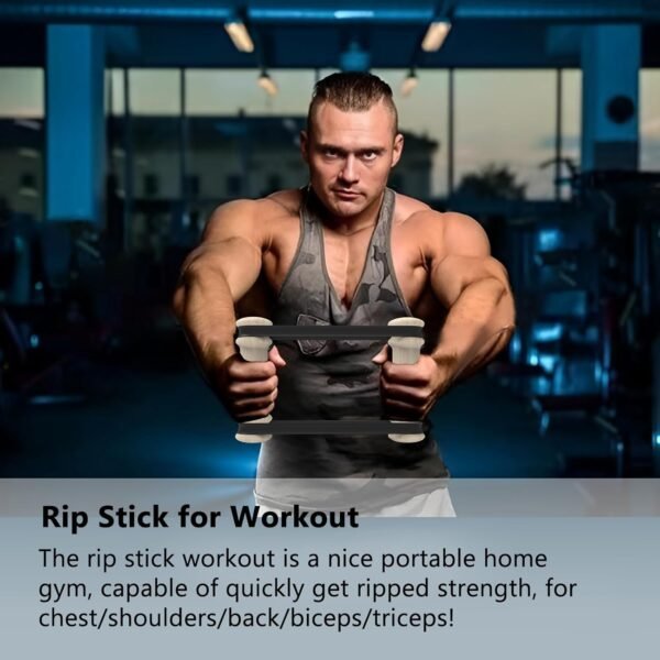 Rip Stick Portable Upper Body & Chest Workout Equipment with Adjustable Resistance Bands, Wooden Handles, Shoulder & Joint Rehab Home Gym – Muscle Strength & Flexibility Training (8 Bands Included) - Image 3