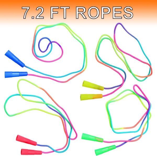 Elcoho 18 Pack Kids Rainbow Jump Rope Set Jumping Ropes Skipping Ropes for Kids Outdoor Fun, Party Favors, 7.2 Feet - Image 4