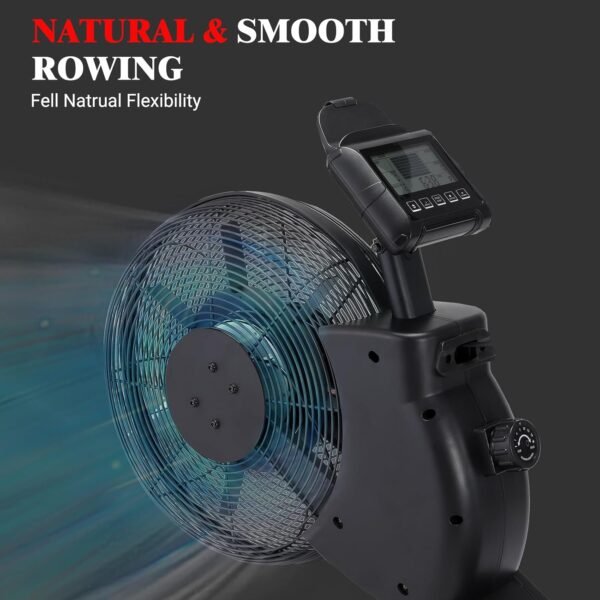 Air Resistance Rower Machine with Max Resistance of 66 LBS, Durable Metal Frame Row Machine, 16 Levels of Adjustable Resistance, Rowing Machines for Home with an Ergonomicall Designed Seat - Image 6