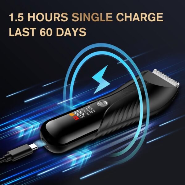Manscape Trimmer for Men, Electric Body Hair Trimmer, IPX7 Waterproof Ball Trimmer Men with 2 Speeds, LED Light, Wet/Dry Groomer,USB-C Rechargeable with Travel Bag, Men’s Pubic, Groin and Body Shaver - Image 9