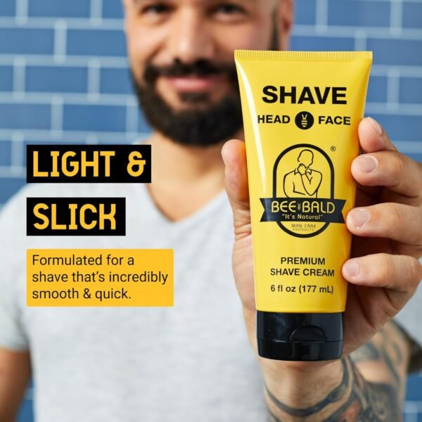 Bee Bald SHAVE Premium Shaving Cream Goes On Light & Slick That's Incredibly Smooth & Quick For Both Face And Head, 6 Fl Oz - Image 3
