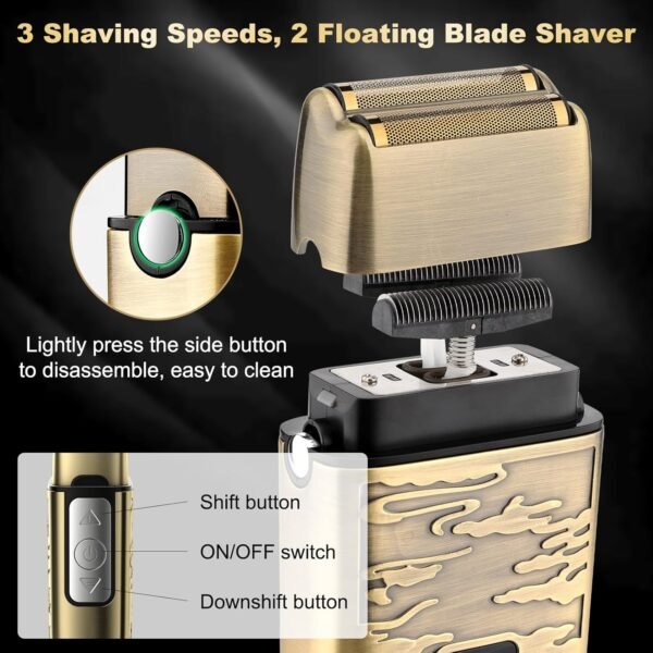 Hair Clippers for Man T-Blade Trimmer Nose Hair Trimmer Electric Shaver Set, Professional Metal Body Barber Clippers Set for Haircut, Men’s Grooming Kit with LCD Display, Ideal Gift for Him - Image 5