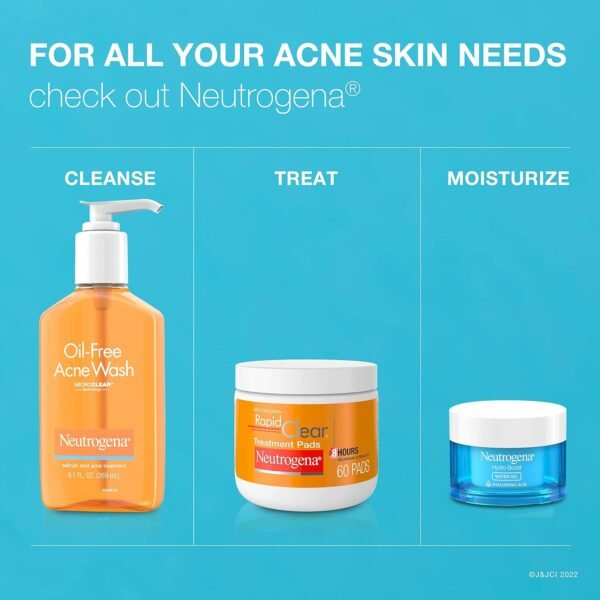Neutrogena Rapid Clear Maximum Strength Acne Face Pads, for Acne Prone Skin, Salicylic Acid Treatment to Help Fight Breakouts, Oil-Free Facial Cleansing Pads with 2% Salicylic Acid Treatment, 60 Count - Image 8