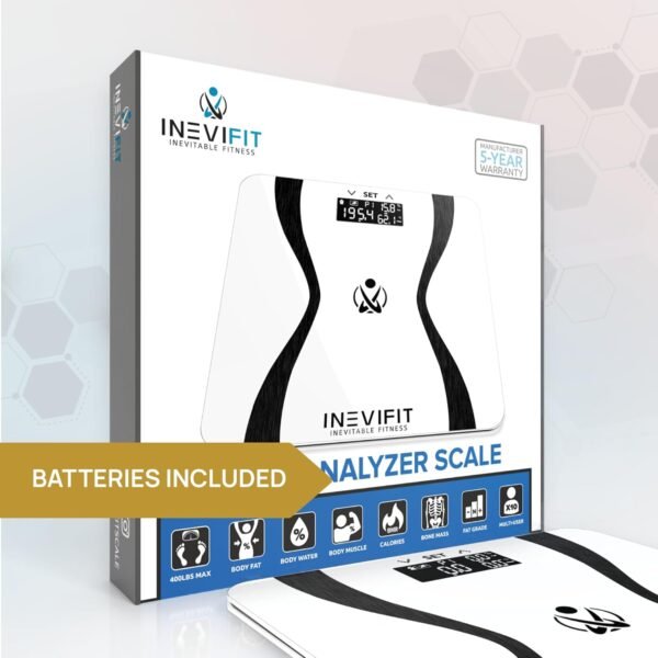 INEVIFIT Body-Analyzer Scale, Highly Accurate Digital Bathroom Body Composition Analyzer, Measures Weight, Body Fat, Water, Muscle & Bone Mass for 10 Users. Includes Batteries - Image 6