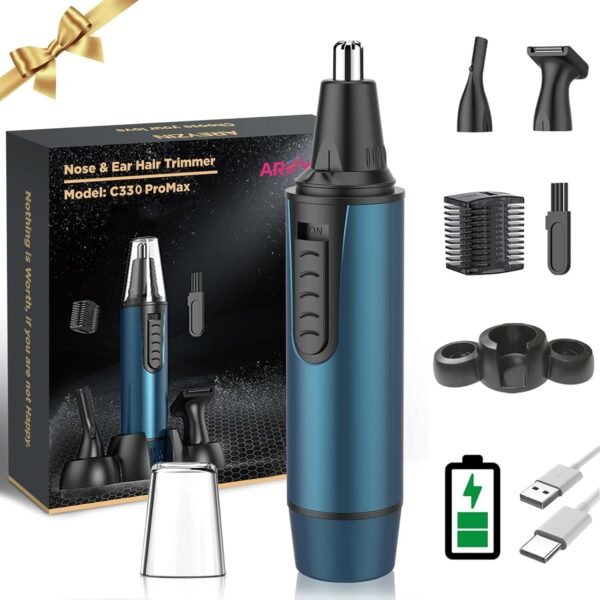 AREYZIN Ear and Nose Hair Trimmer for Men and Women Professional USB Rechargeable Nose Trimmer Nose Clippers Eyebrow Facial Hair Trimmer Body Grooming Kit IPX7 Waterproof Dual Edge Blades - Image 2