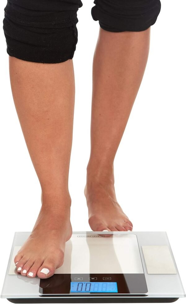 Black + Decker Digital Bath Composition Smart Scale. Weight, BMI, Calorie Recommendation, Fat, Water, Muscle, Body Bone Analysis, White - Image 3