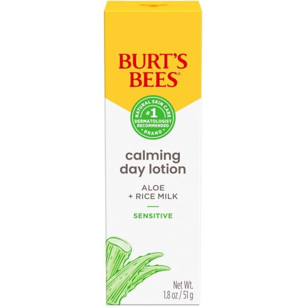 Burt's Bees Calming Day Face Lotion With Aloe and Rice Milk, Soothing Face Lotion for Sensitive Skin, 98.9 Percent Natural Origin Skin Care, 1.8 oz. Bottle - Image 18