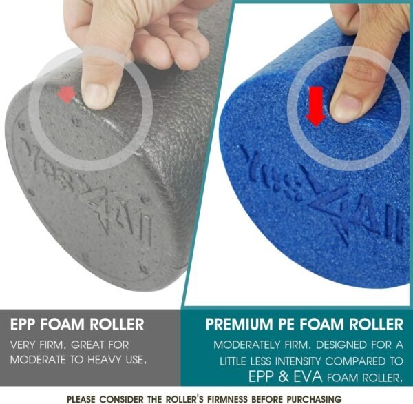 Yes4All Medium-Density Round PE 12/18/ 24/36 inch Foam Rollers for Muscle Massage, Yoga Core Exercise & Physical Therapy - Image 3