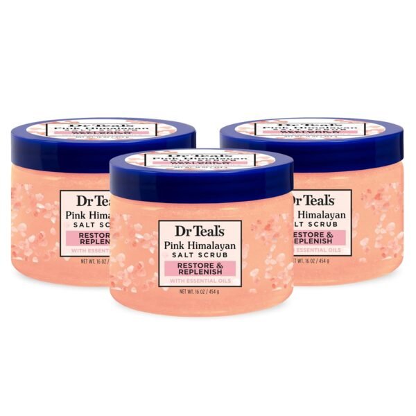 Dr Teal's Pink Himalayan Salt Body Scrub, Restore & Replenish with Pure Epsom Salt & Essential Oils, 16 oz (Pack of 3) - Image 2